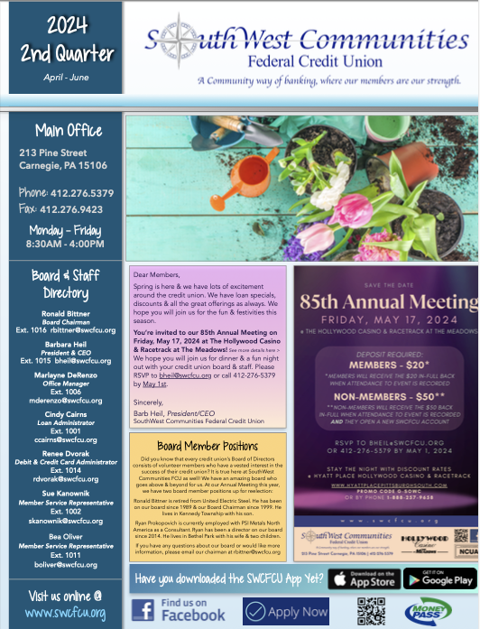 Click here to download current Print Newsletter